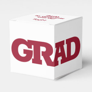 GRAD White and Crimson Graduation Party Favour Box