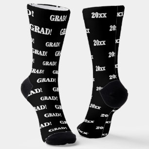 Grad Year Black White Socks