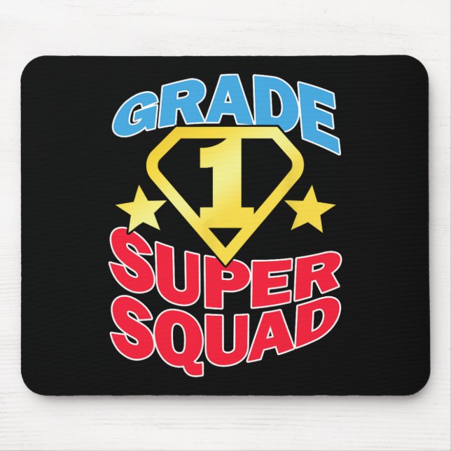 Grade 1 Super Squad Superhero Teacher Team  Mouse Mat (Front)