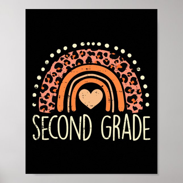 Grade 2nd Rainbow First Day Of School Teacher Girl Poster (Front)