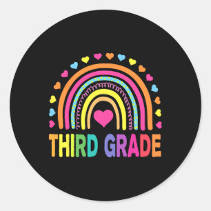 Grade 3rd Grade Rainbow Teachers Kids Back To Scho Classic Round Sticker