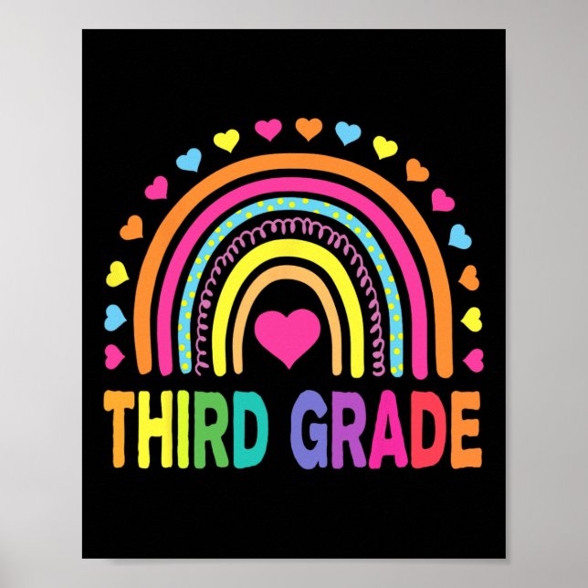 Grade 3rd Grade Rainbow Teachers Kids Back To Scho Poster (Front)