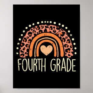 Grade 4th Rainbow First Day Of School Teacher Girl Poster
