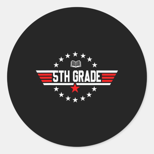 Grade 5th Fifth Grade Back To School First Day Boy Classic Round Sticker (Front)