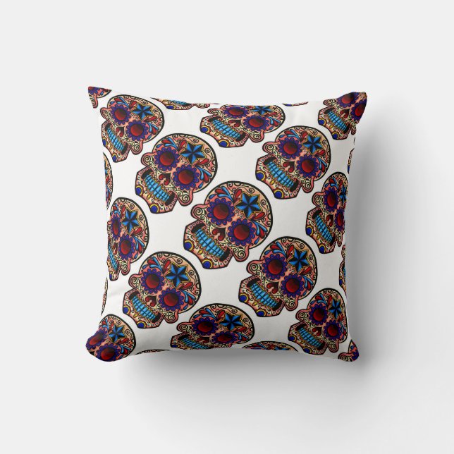 Grade A Cotton Throw Pillow 20x20/Skull (Front)