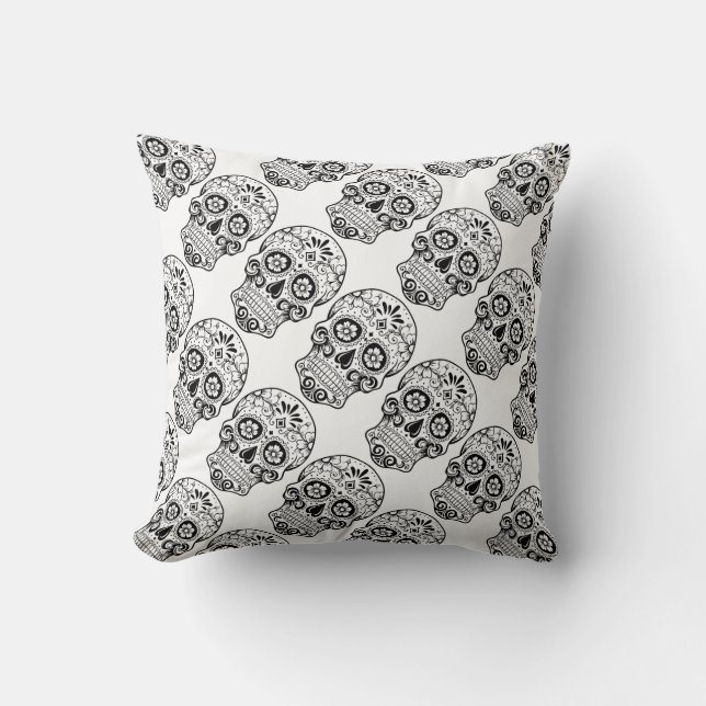 Grade A Cotton Throw Pillow 20x20/Skulls (Front)