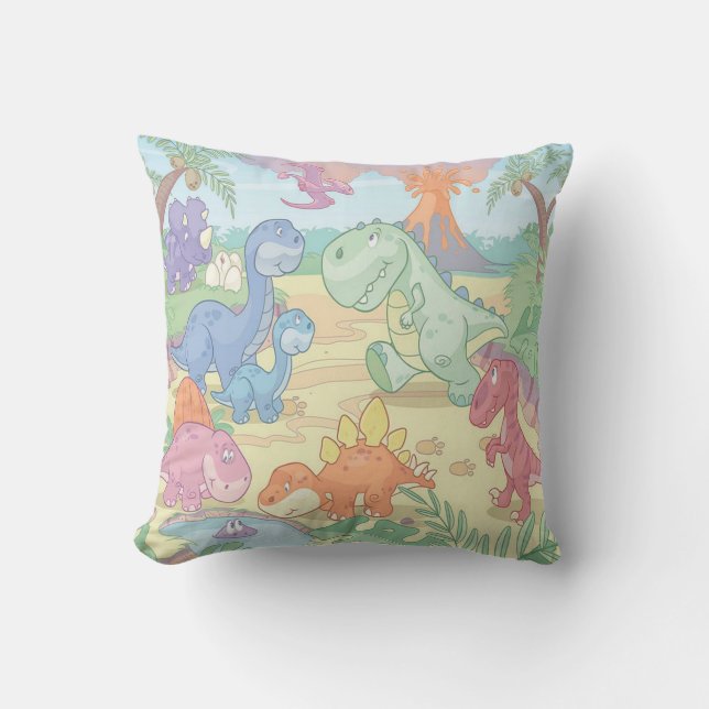 Grade A Cotton Throw Pillow/Cartoon Dinosaurs Cushion (Front)