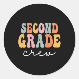 Grade Crew Retro Groovy Vintage First Day Of Schoo Classic Round Sticker