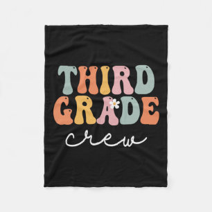 Grade Crew Retro Groovy Vintage First Day Of Schoo Fleece Blanket