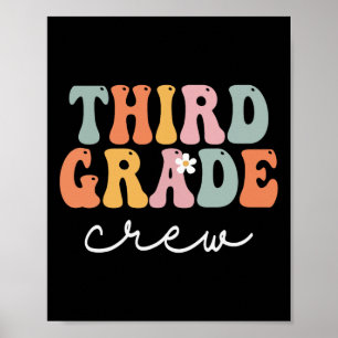 Grade Crew Retro Groovy Vintage First Day Of Schoo Poster