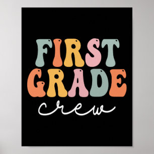Grade Crew Retro Groovy Vintage First Day Of Schoo Poster