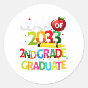 Grade Graduate Cl Of 2033 Last Day Of School Boy G Classic Round Sticker