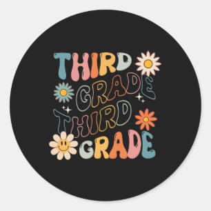 Grade Groovy Back To School Team Teacher Student Classic Round Sticker