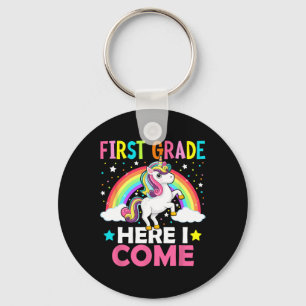 Grade Here I Come Unicorn Back To School 1st Grade Key Ring