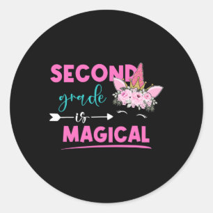 Grade Is Magical Unicorn 2nd Grade Teacher Student Classic Round Sticker