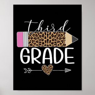 Grade Leopard Pencil Back To School Teachers Stude Poster