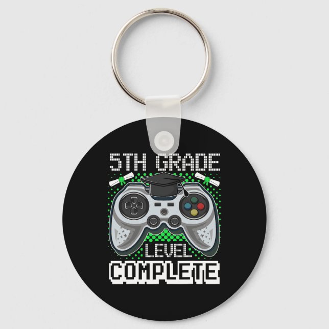 Grade Level Complete Gamer 5th Grade Graduation Gi Key Ring (Front)