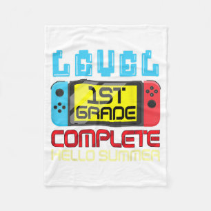 Grade Level Complete Gamer Last Day Of School Grad Fleece Blanket