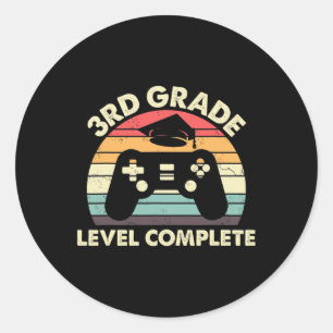 Grade Level Complete Graduation Gift For Gamer 1 Classic Round Sticker