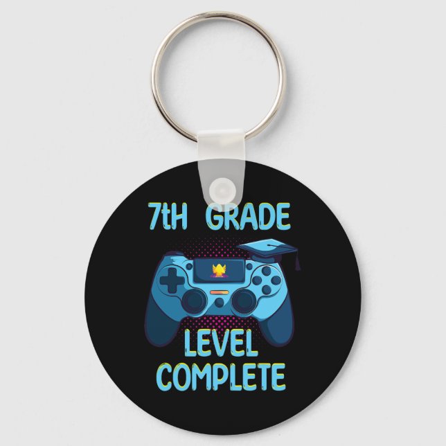 Grade Level Complete Last Day Of School Funny Grad Key Ring (Front)
