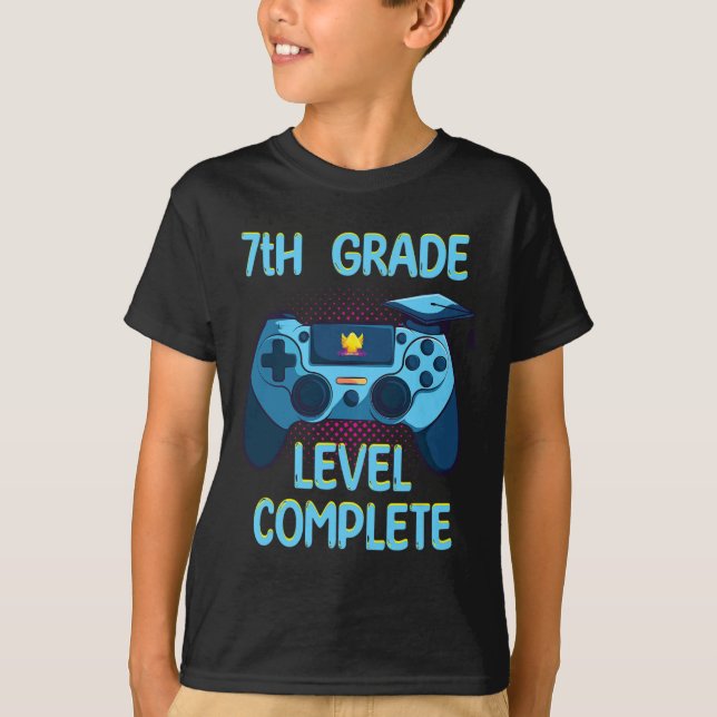 Grade Level Complete Last Day Of School Funny Grad T-Shirt (Front)