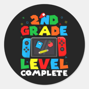 Grade Level Complete Video Game Last Day Of School Classic Round Sticker