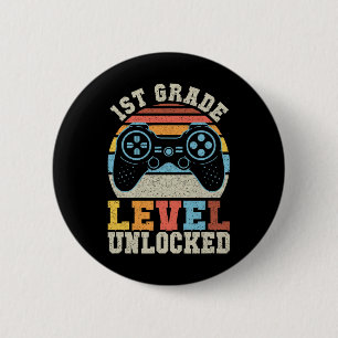Grade Level Unlocked Gamer 1st Day Of School Boys 6 Cm Round Badge