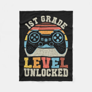 Grade Level Unlocked Gamer 1st Day Of School Boys  Fleece Blanket