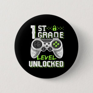 Grade Level Unlocked Gamer First Day Of School Boy 6 Cm Round Badge