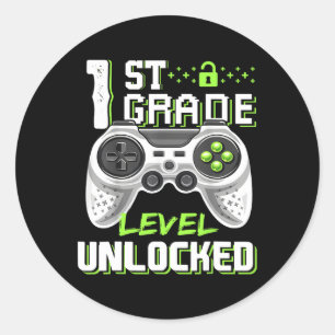 Grade Level Unlocked Gamer First Day Of School Boy Classic Round Sticker
