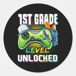 Grade Level Unlocked Video Game Back To School Boy Classic Round Sticker