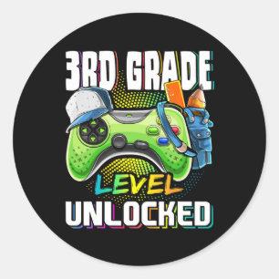 Grade Level Unlocked Video Game Back To School Boy Classic Round Sticker