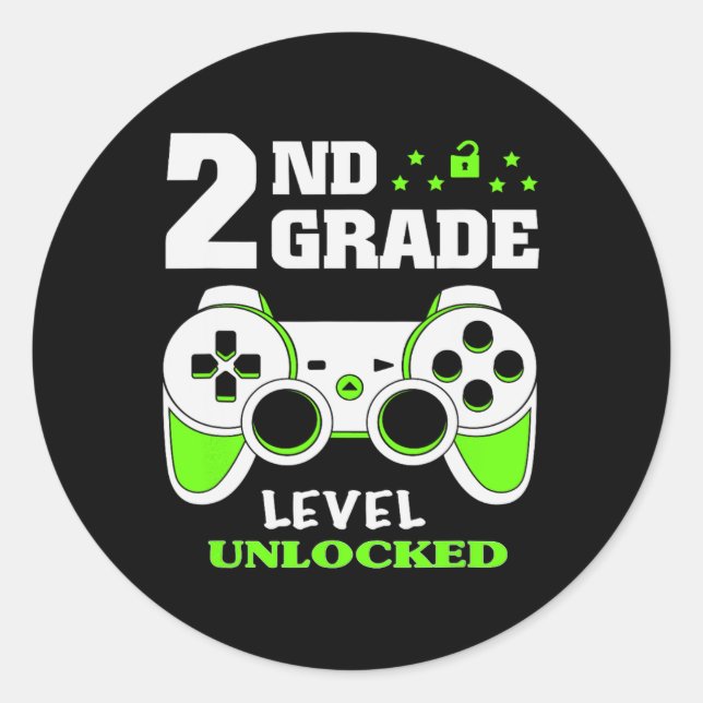Grade Level Unlocked Video Game Back To School Boy Classic Round Sticker (Front)