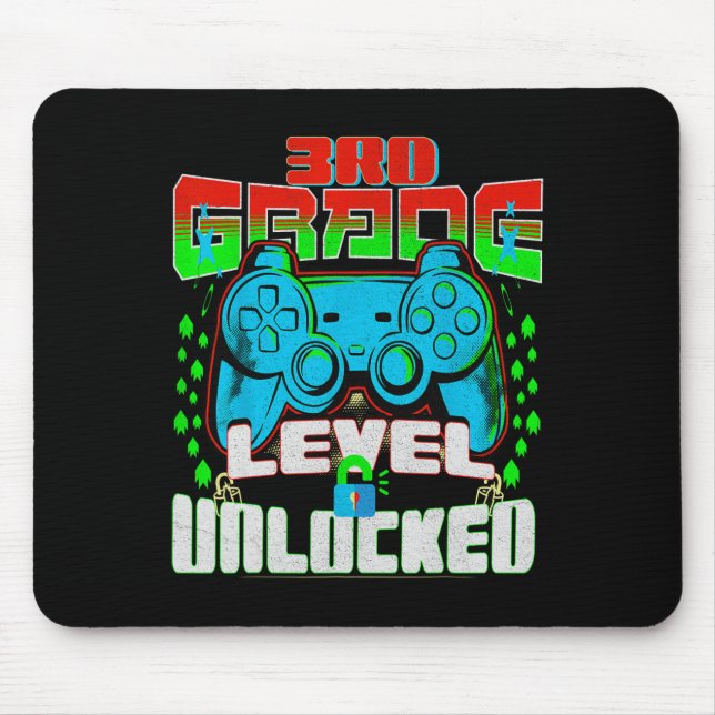 Grade Level Unlocked Video Game Back To School Boy Mouse Mat (Front)