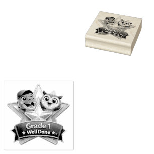 Grade one well done with the owl and Rex achieveme Rubber Stamp