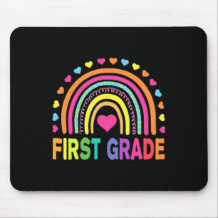 Grade Rainbow Girls Boys Teacher Team 1st Grade Sq Mouse Mat