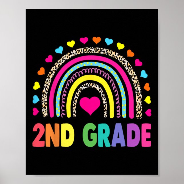 Grade Rainbow Girls Boys Teacher Team 2nd Grade Sq Poster (Front)
