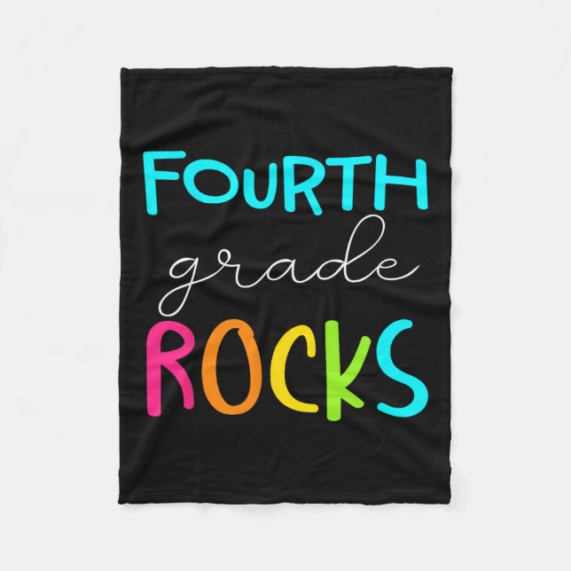 Grade Rocks Team 4th Grade Teacher  Fleece Blanket (Front)