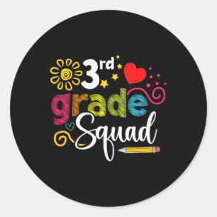 Grade Squad Back To School 3rd Grader Teacher Kids Classic Round Sticker