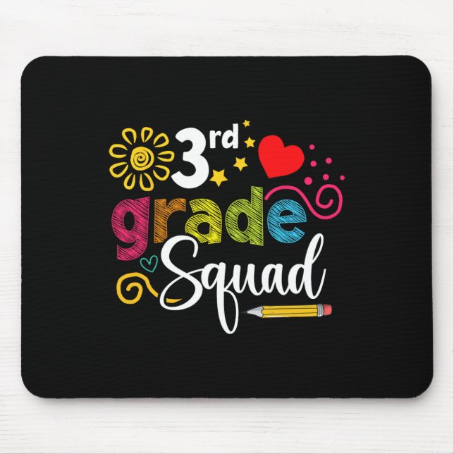 Grade Squad Back To School 3rd Grader Teacher Kids Mouse Mat (Front)