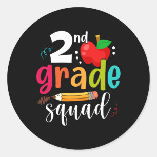 Grade Squad Fun Back To School 2nd Graders Teacher Classic Round Sticker