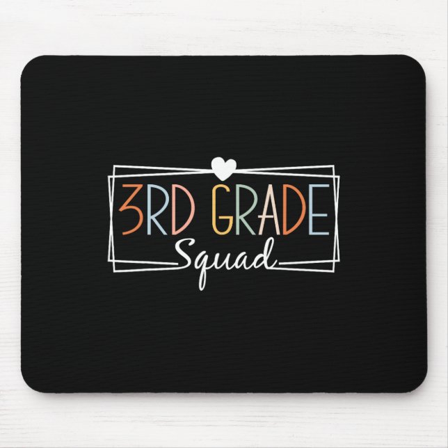 Grade Squad Teachers Kids 3rd Grade Back To School Mouse Mat (Front)