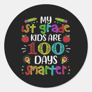 Grade Teacher 100 Days Smarter 100th Day Of School Classic Round Sticker