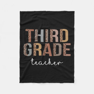 Grade Teacher Back To School Appreciation Leopard Fleece Blanket