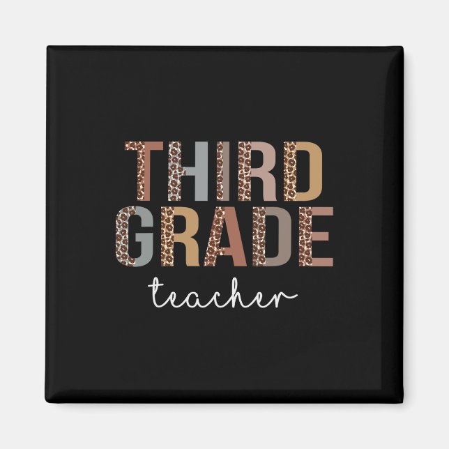 Grade Teacher Back To School Appreciation Leopard  Magnet (Front)