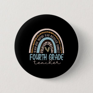 Grade Teacher Leopard Boho Rainbow Back To School 6 Cm Round Badge