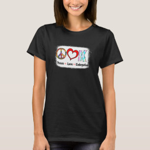 Grade Teacher Peace Love Kindergarten Team Kinder  T-Shirt