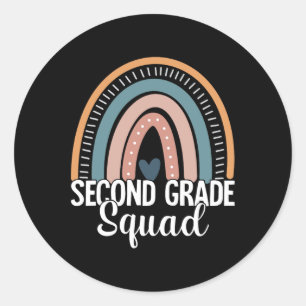 Grade Teachers Rainbow Back To School 2nd Grade Sq Classic Round Sticker