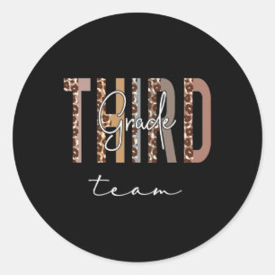 Grade Team Hello Back To School Appreciation Leopa Classic Round Sticker