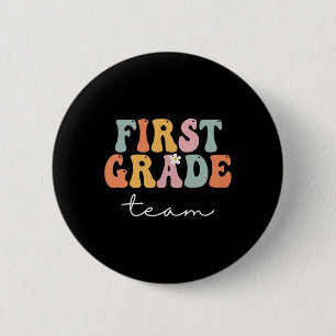 Grade Team Retro Groovy Vintage First Day Of Schoo 6 Cm Round Badge